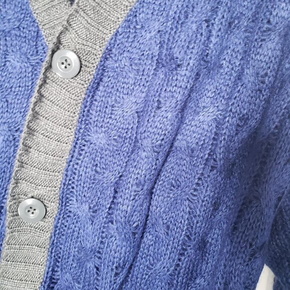 Lularoe Lucille Cardigan‎ Sweater Blue Grey L Oversized Button Front - Picture 4 of 6